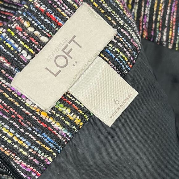 LOFT Tweed High Waist Short Skirt Pencil Straight Pockets Black Multi Color 6 - Picture 7 of 8